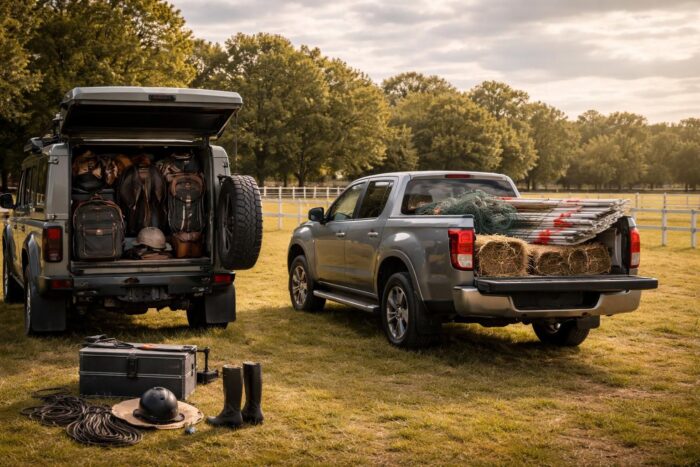 Équitation et automobile : transporter vos équipements avec Land Rover Defender et Mitsubishi L200