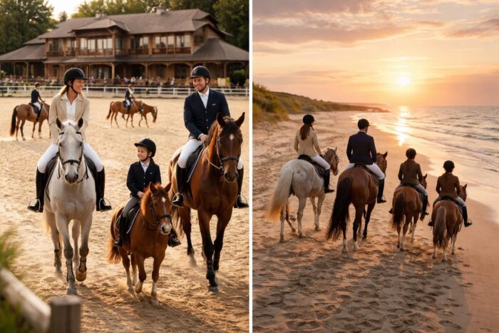 Pratiquer l’équitation à Deauville en famille avec cours Polo Club et balade sur la plage
