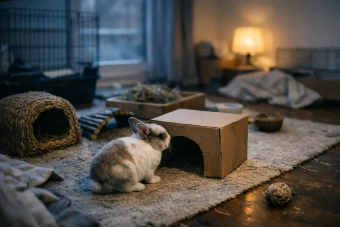 Lapin en appartement : l&rsquo;espace compte plus que la cage